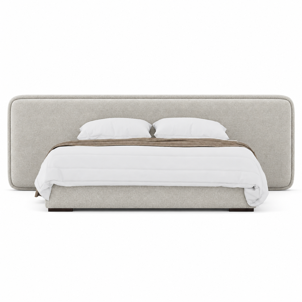 Lanott LB105 bed in Tender-1 — front view on white background, refined small-scale fabric texture