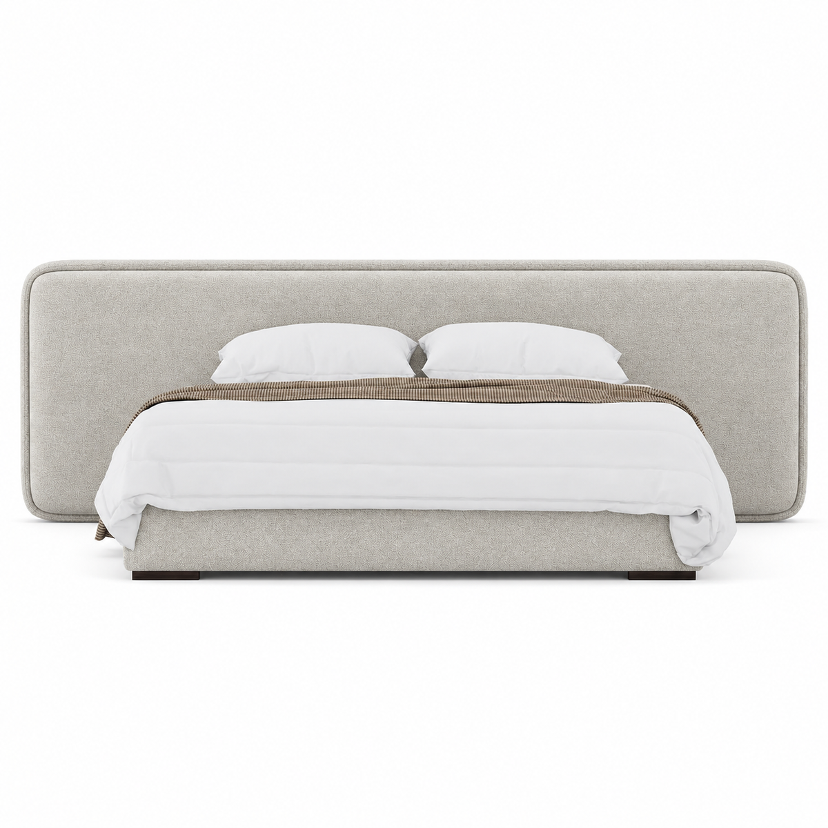 Lanott LB105 bed in Tender-1 — front view on white background, refined small-scale fabric texture