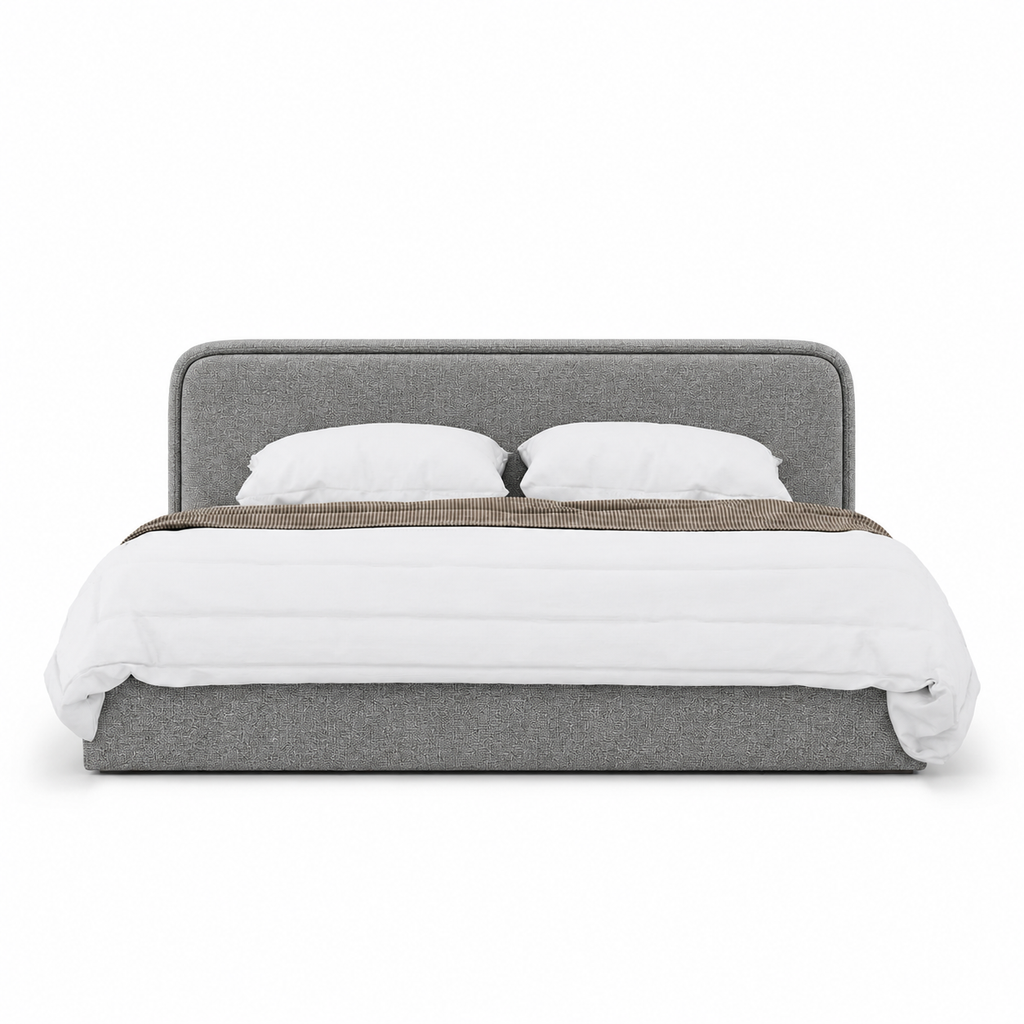 Lanott LB106 bed in Mocha-11 — front view on white background, refined small-scale fabric texture