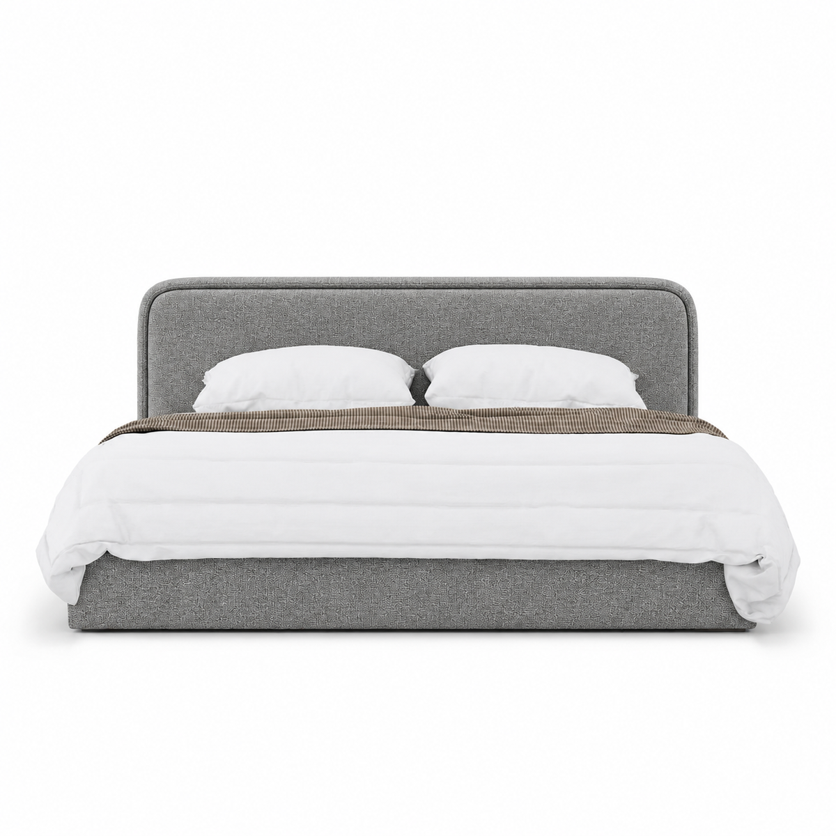 Lanott LB106 bed in Mocha-11 — front view on white background, refined small-scale fabric texture