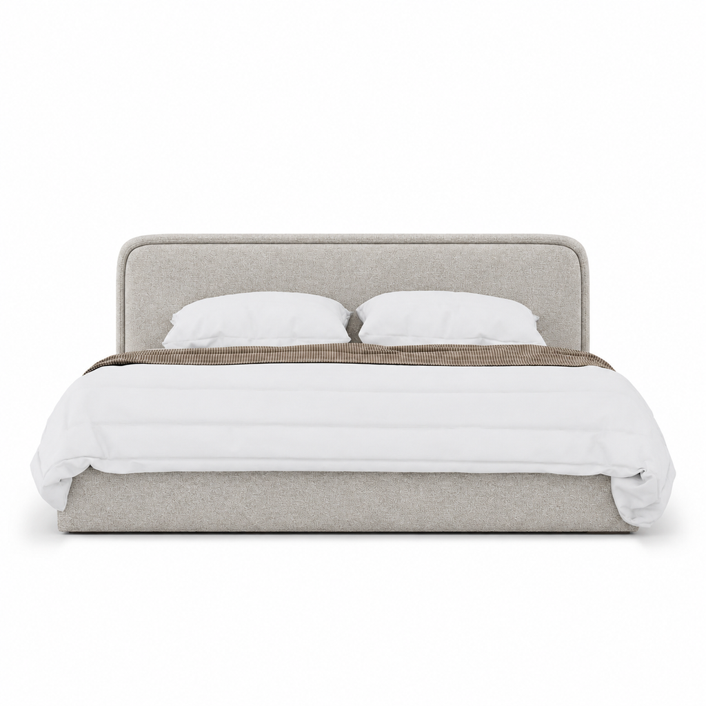 Lanott LB106 bed in Tender-1 — front view on white background, refined small-scale fabric texture