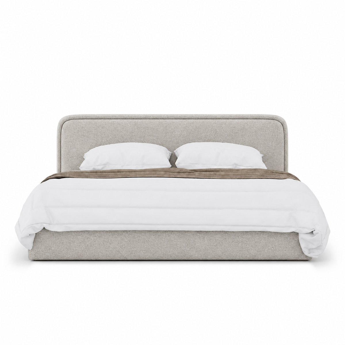 Lanott LB106 bed in Tender-1 — front view on white background, refined small-scale fabric texture