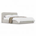 Lanott LB106 bed in Tender-1 — three-quarter view on white background, refined small-scale fabric texture