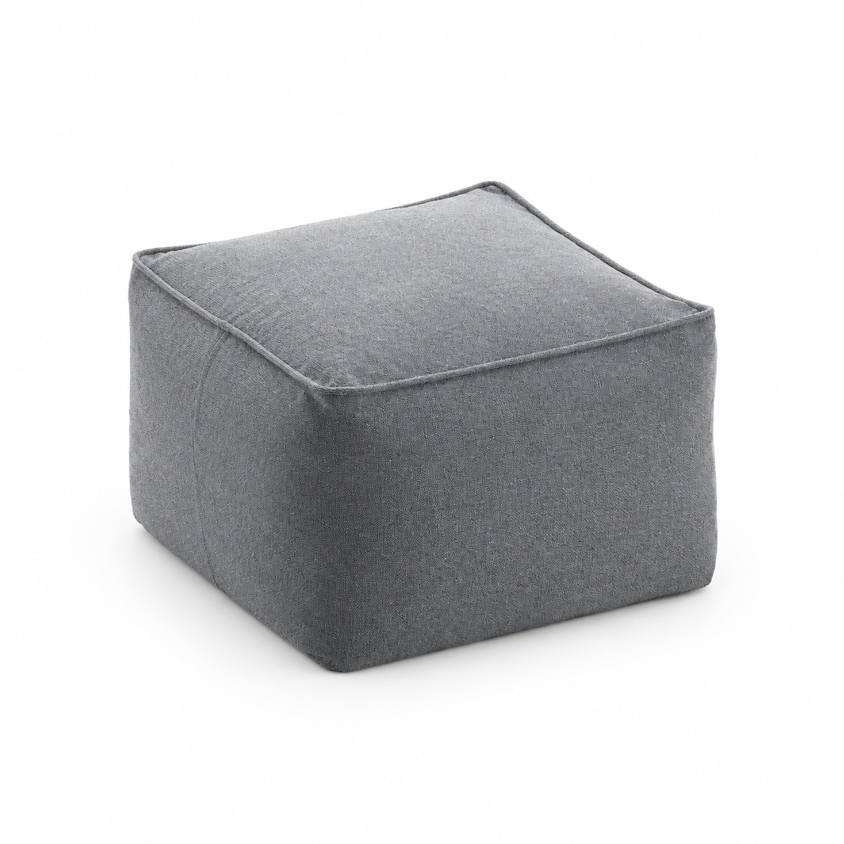 Lanott P103 pouf in MD-3, main angled view on white background with refined fabric texture