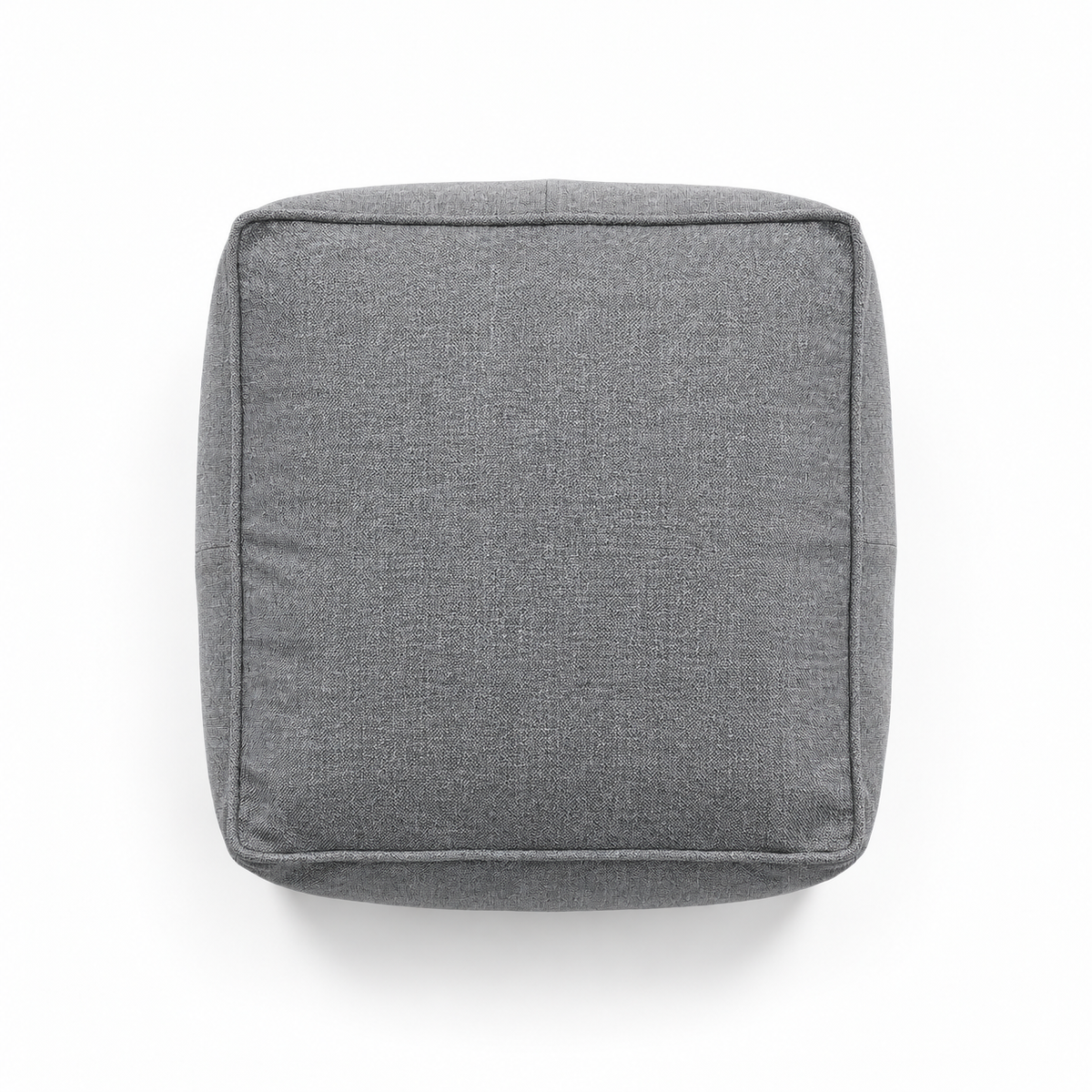 Lanott P103 pouf in MD-3, overhead top view on white background with refined fabric texture