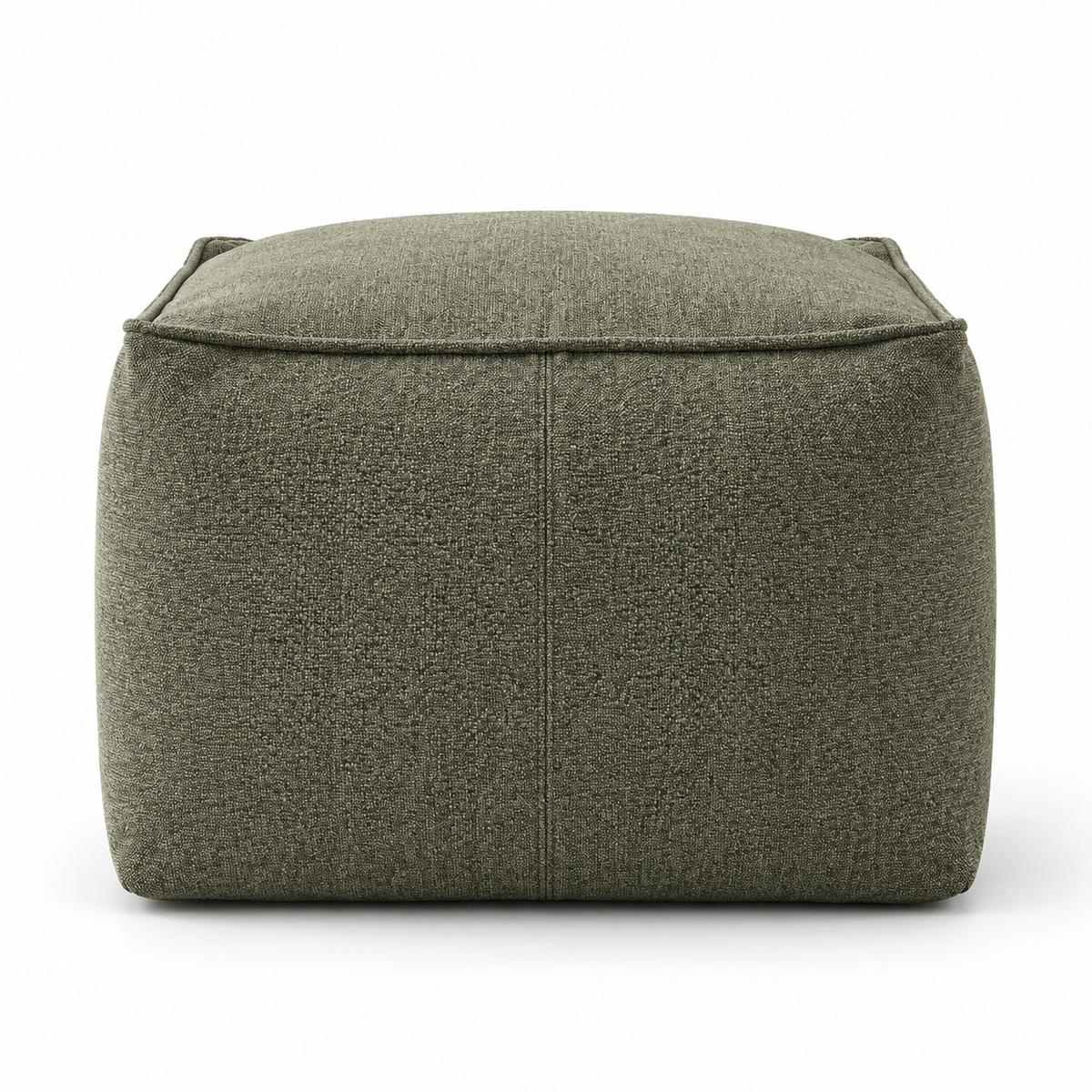 Lanott P103 pouf in MD-8, front view on white background with refined fabric texture