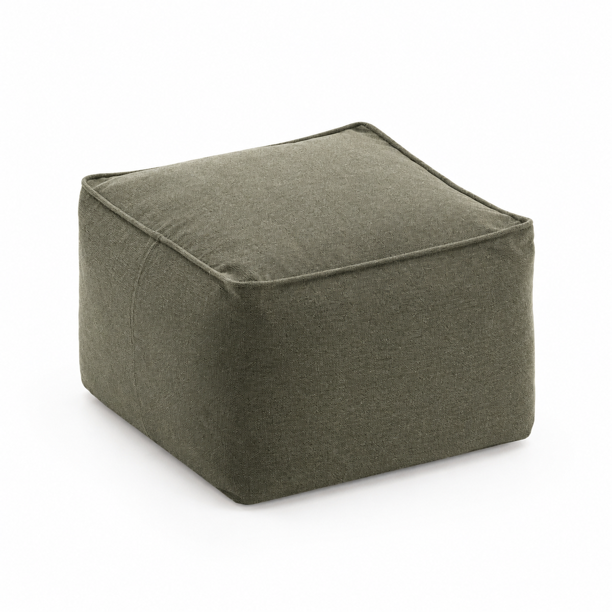 Lanott P103 pouf in MD-8, main angled view on white background with refined fabric texture