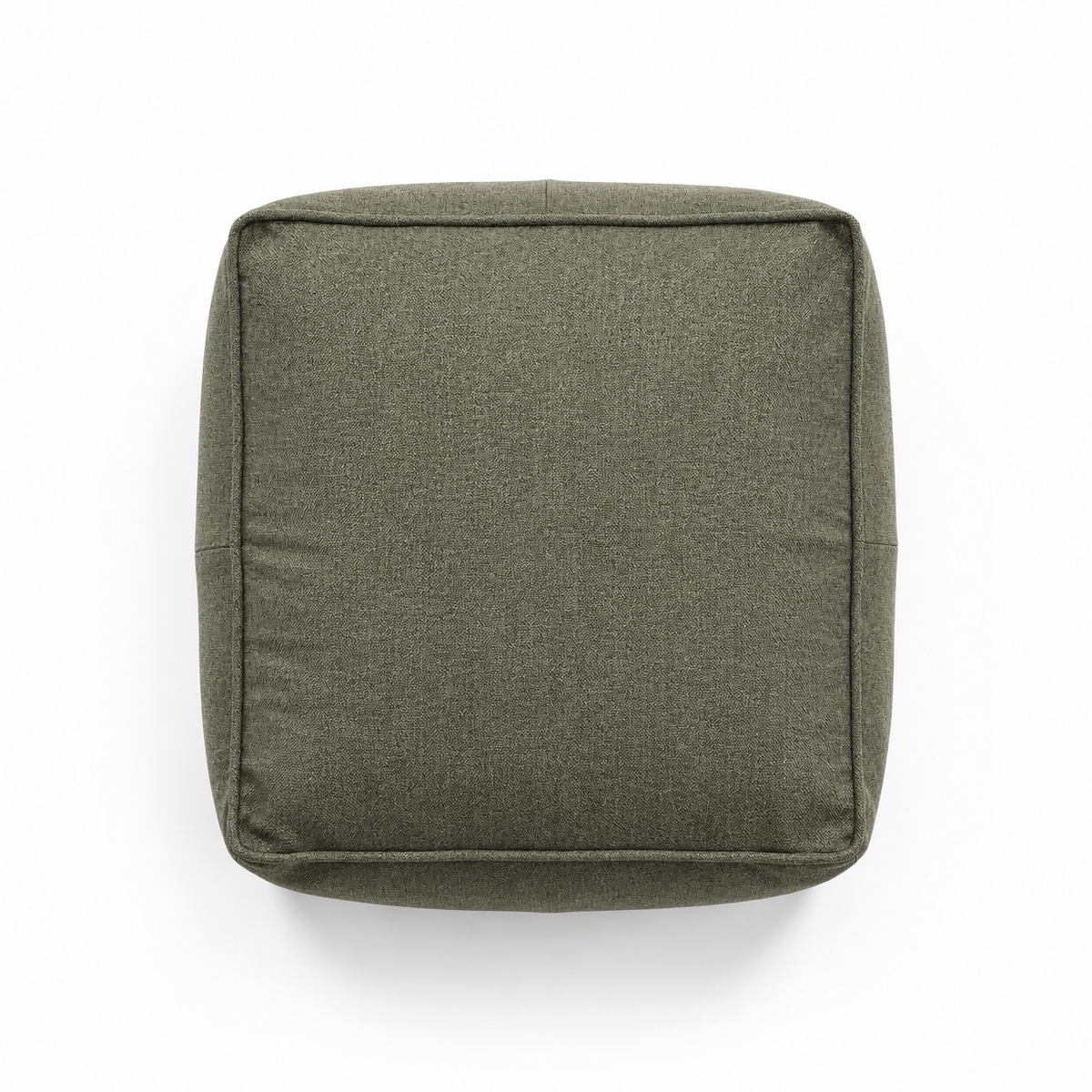 Lanott P103 pouf in MD-8, overhead top view on white background with refined fabric texture