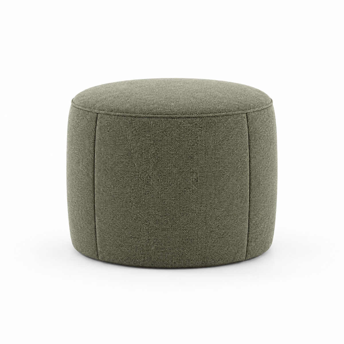 Lanott P104 pouf in MD-8, front view on white background with refined fabric texture