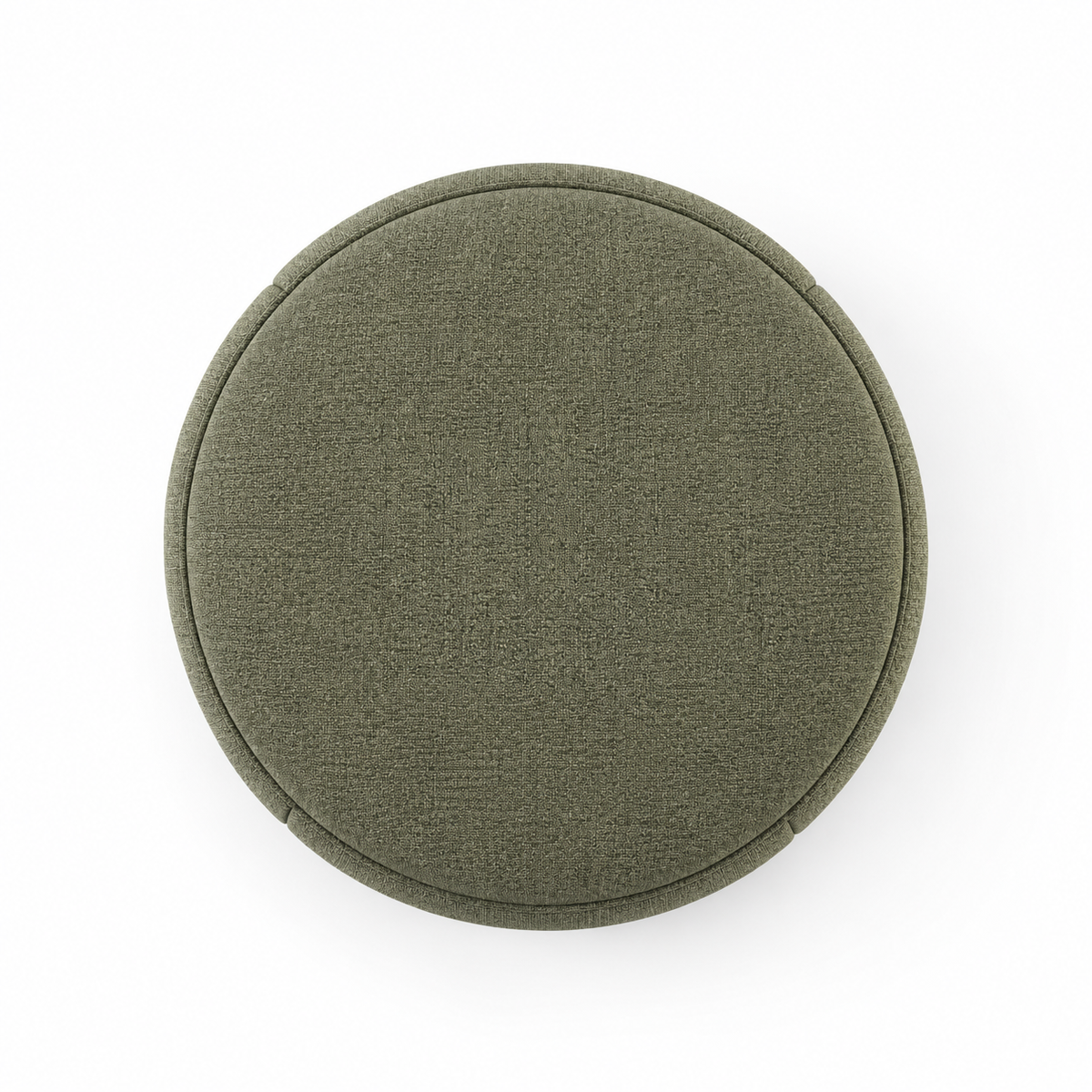Lanott P104 pouf in MD-8, overhead top view on white background with refined fabric texture