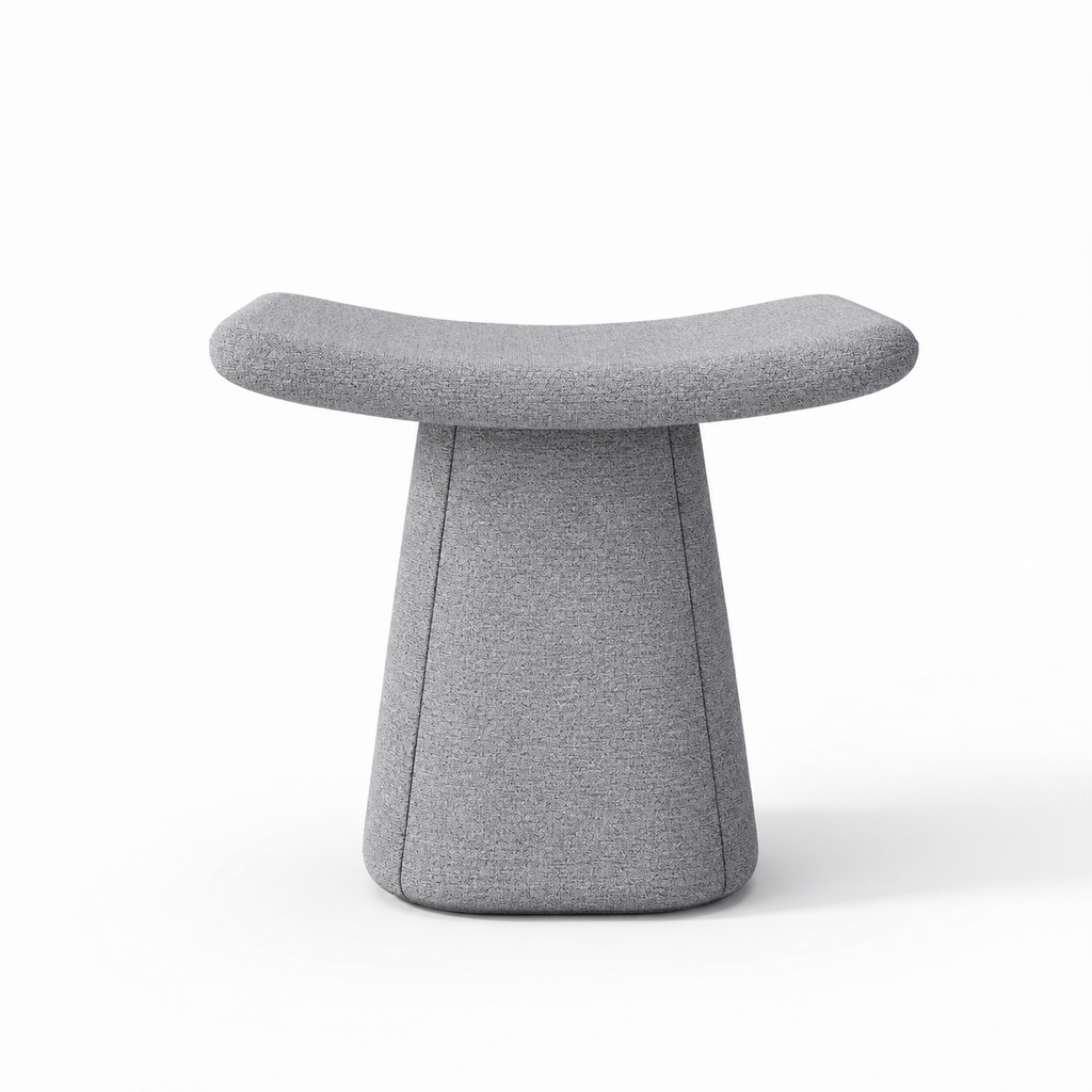 Lanott P106 pouf in MD-1, front view on white background with refined fabric texture