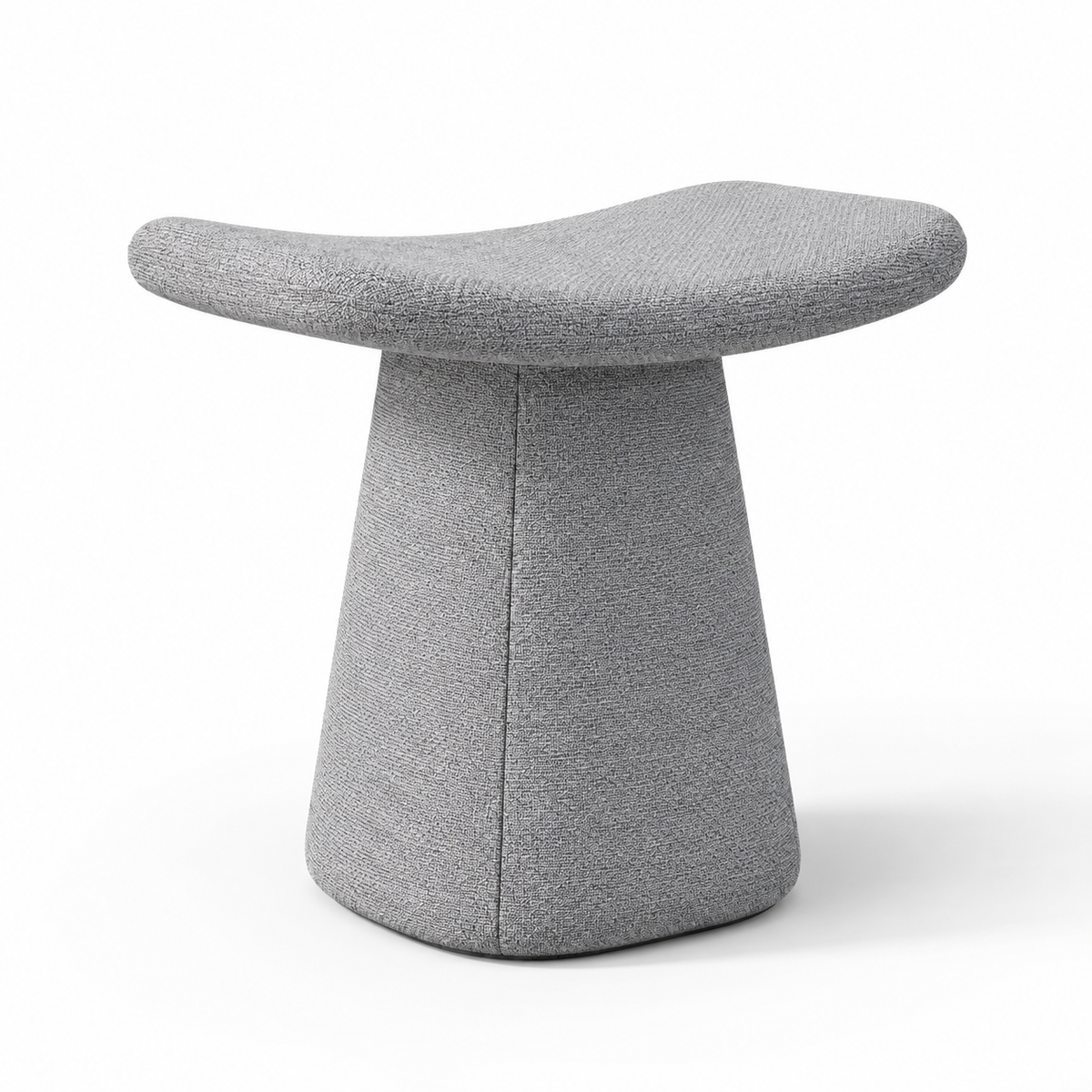 Lanott P106 pouf in MD-1, main angled view on white background with refined fabric texture