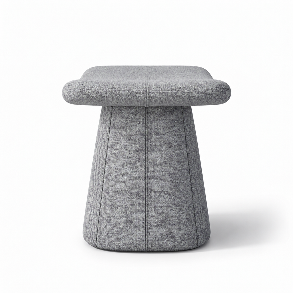 Lanott P106 pouf in MD-1, side view on white background with refined fabric texture