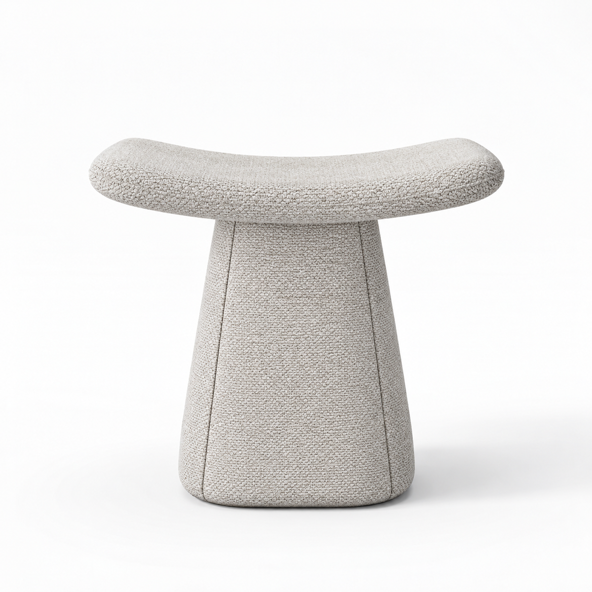 Lanott P106 pouf in Tender-1, front view on white background with refined fabric texture