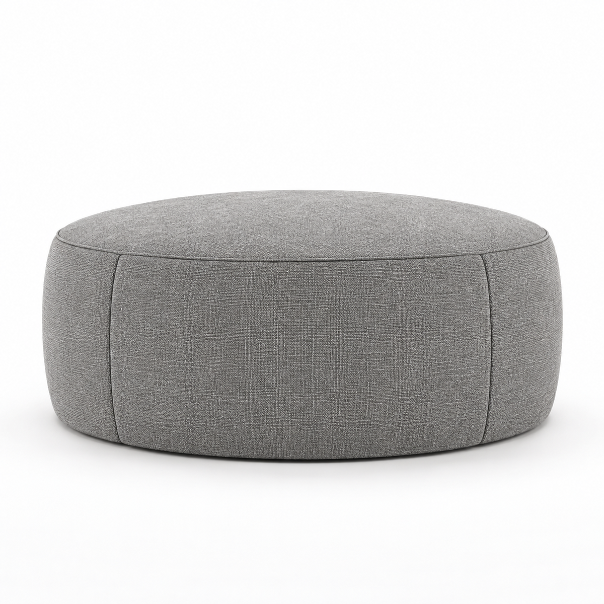 Lanott P109 pouf in Mocha-11, front view on white background with refined fabric texture