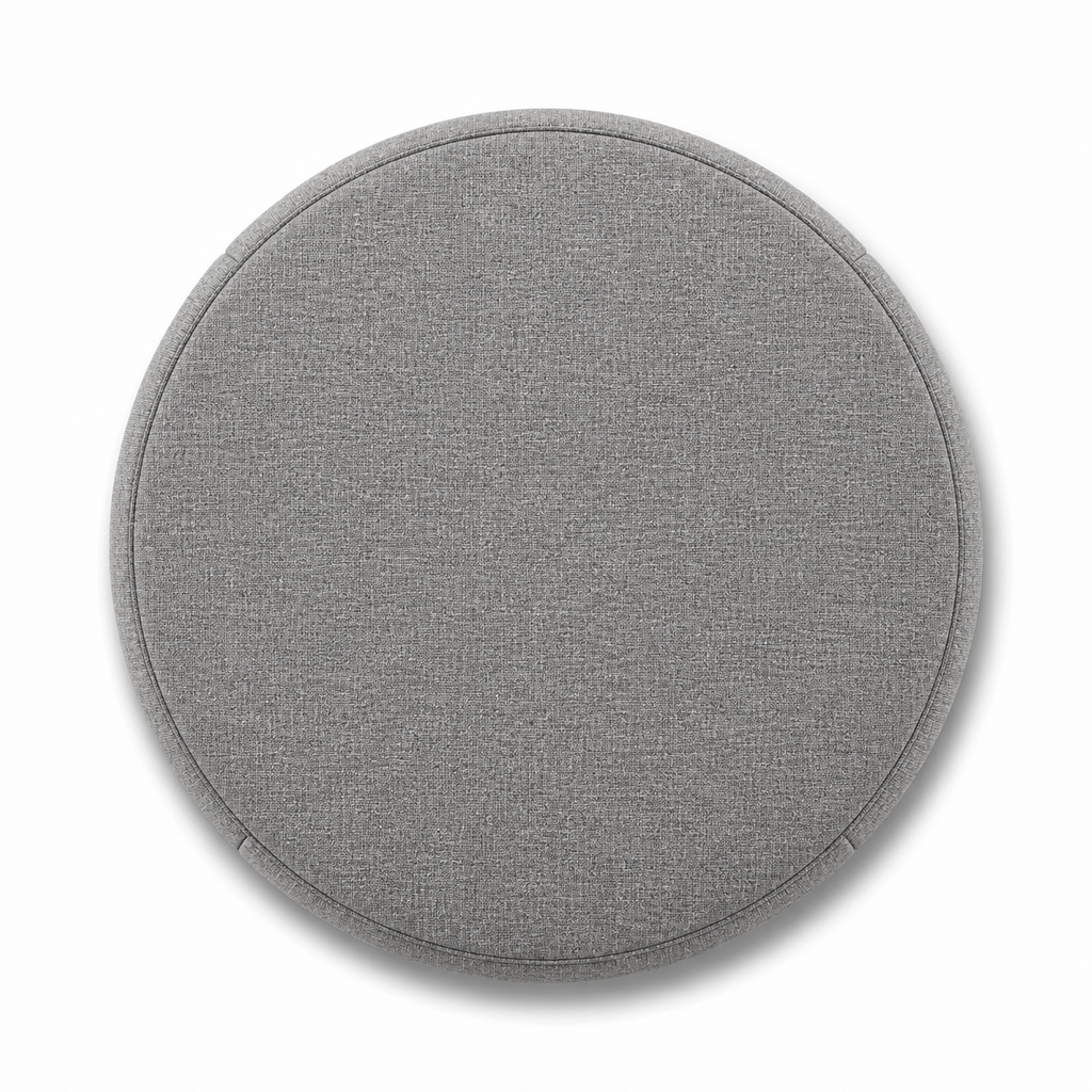 Lanott P109 pouf in Mocha-11, overhead top view on white background with refined fabric texture