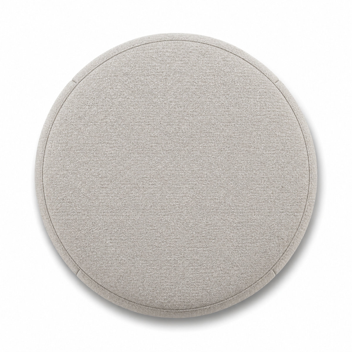 Lanott P109 pouf in Tender-1, overhead top view on white background with refined fabric texture