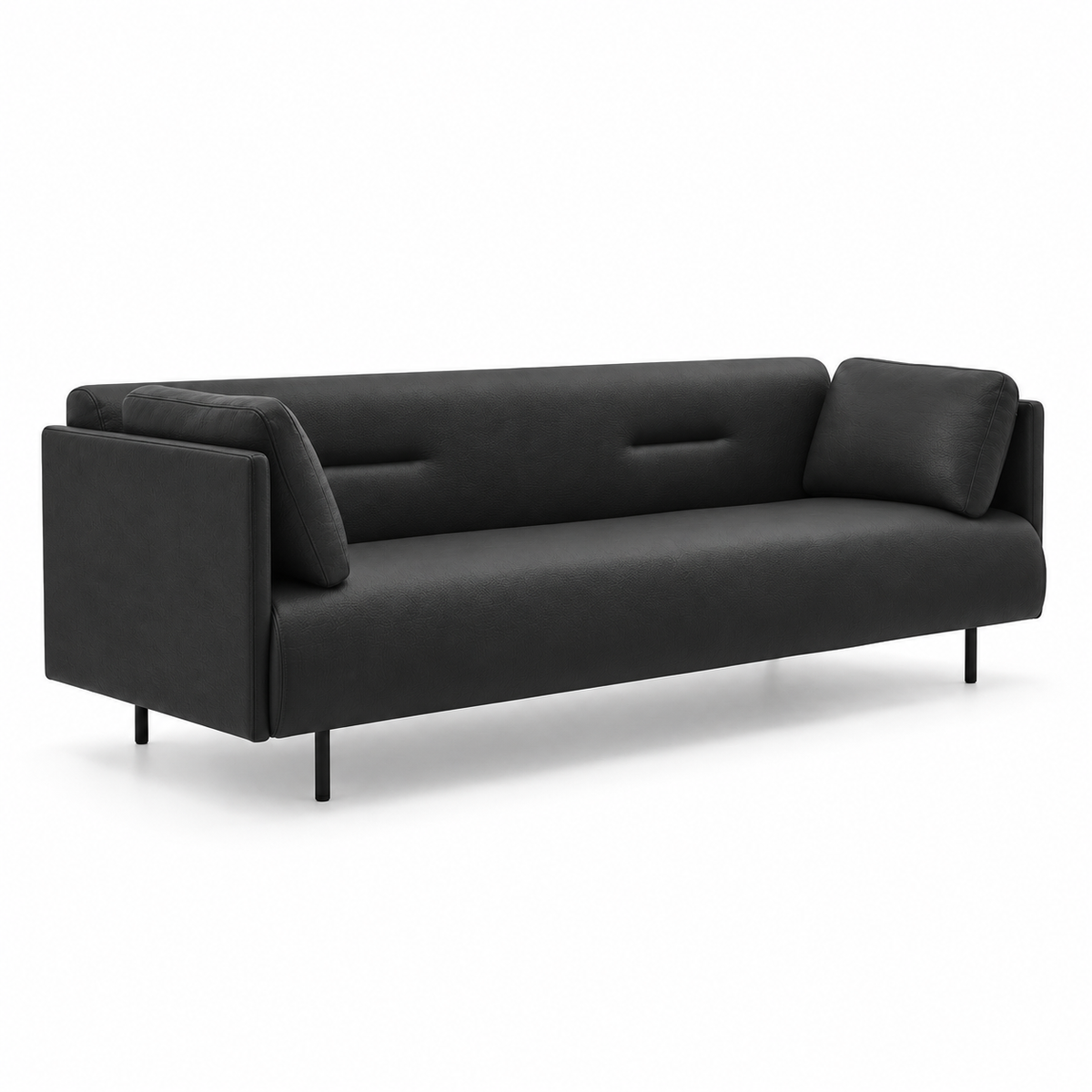 Sofa - S120 | Black Leather | Three-quarter view