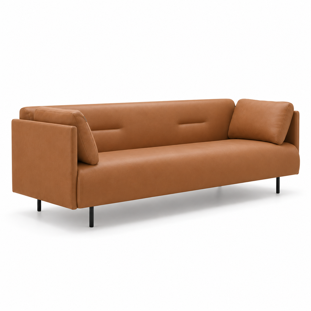 Sofa - S120 | Cognac Leather | Three-quarter view