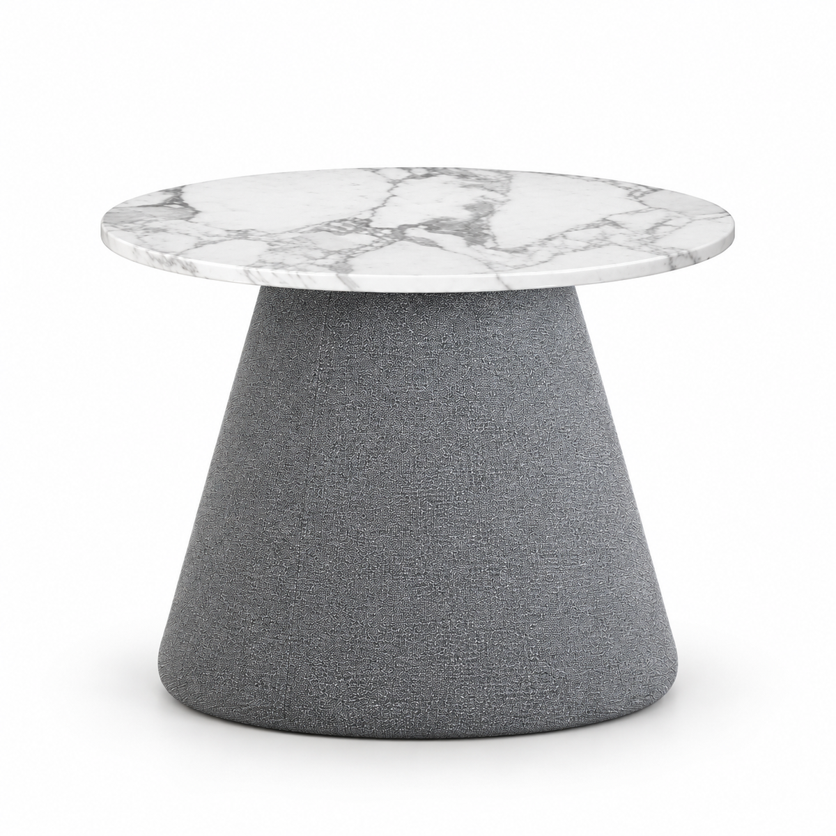Lanott ST102 side table in MD-3, low front view on white background, refined fine fabric texture
