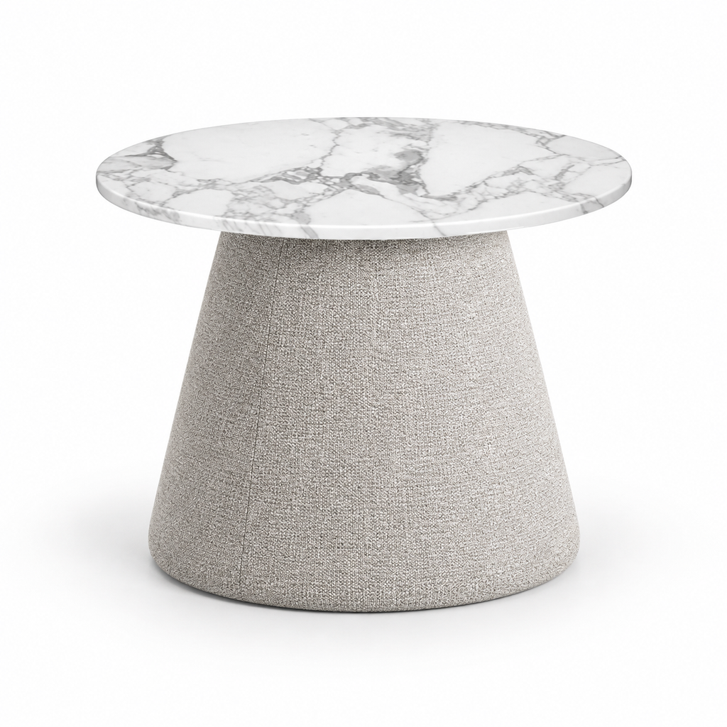 Lanott ST102 side table in Tender-1, main elevated view on white background, refined fine fabric texture