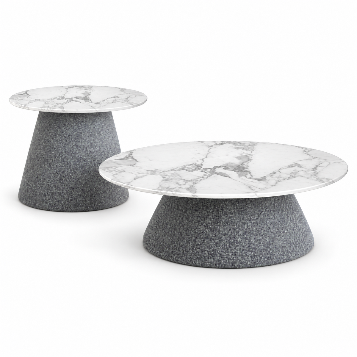 Lanott TS102 table set in MD-3, main elevated view on white background, refined fine fabric texture