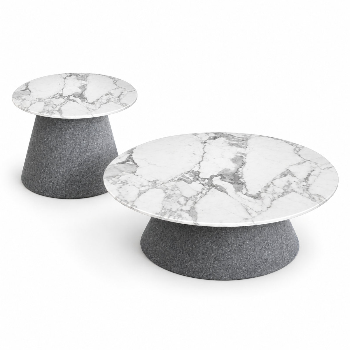 Lanott TS102 table set in MD-3, high three-quarter view on white background, refined fine fabric texture