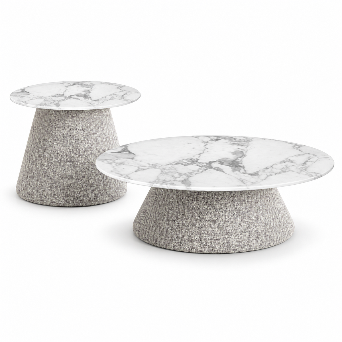 Lanott TS102 table set in Tender-1, main elevated view on white background, refined fine fabric texture