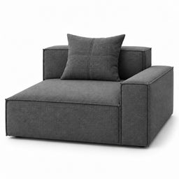 Armrest module · 100 × 100 cm — grey fabric reference