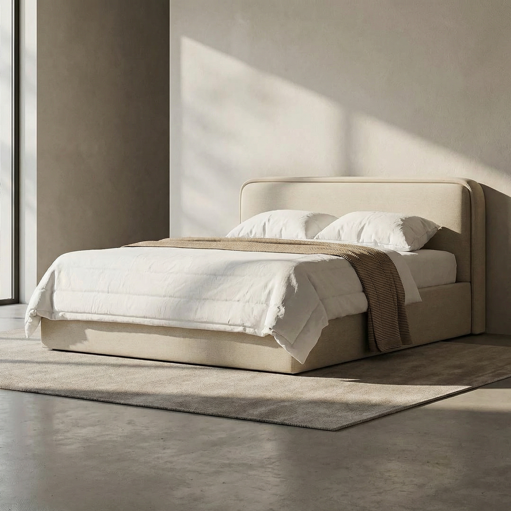 Bed LB106 in a warm neutral bedroom