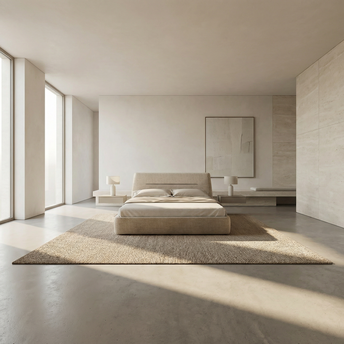 Bed B122 in a warm neutral bedroom