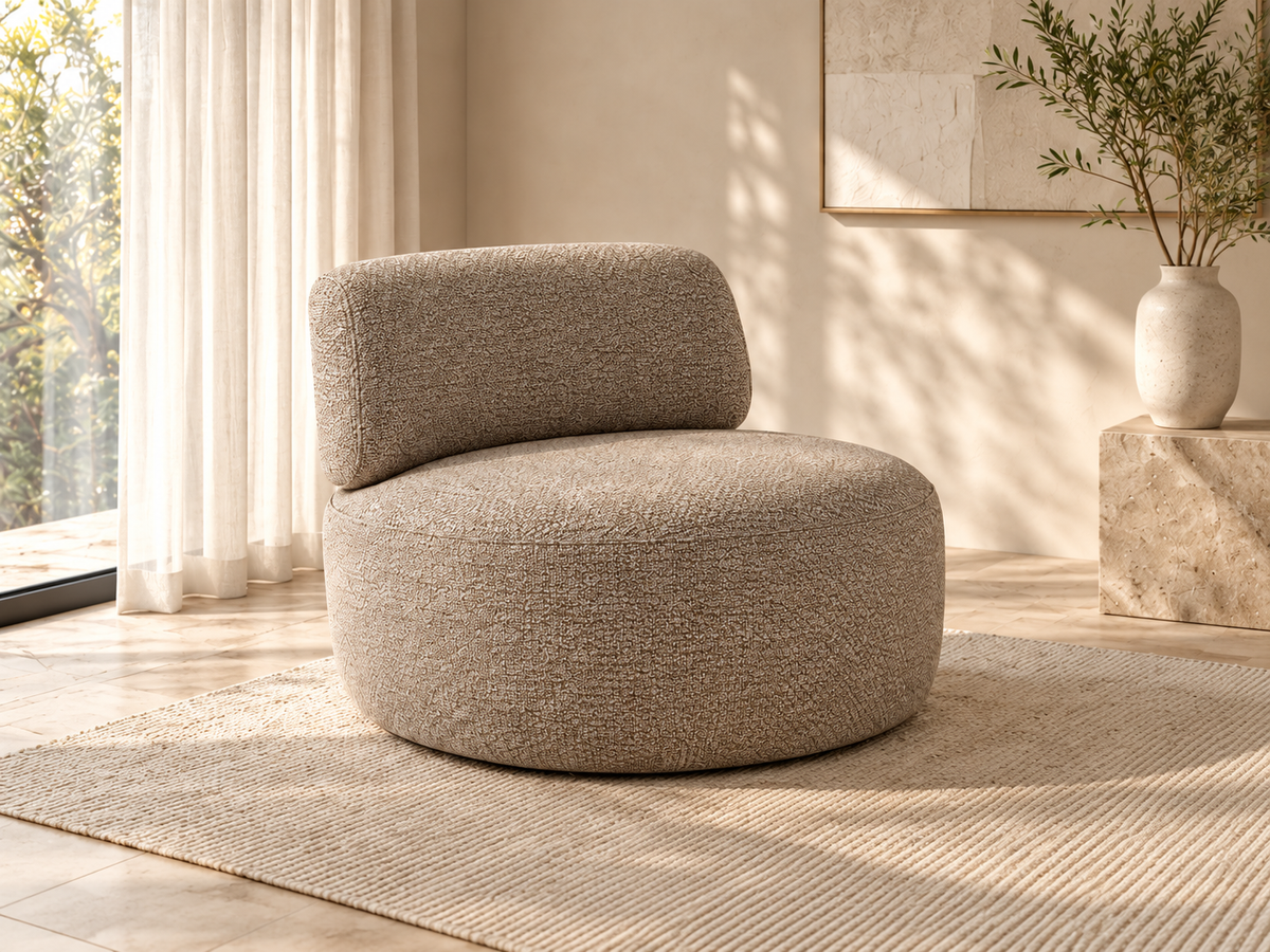 Lanott AC102 lounge chair in warm taupe fabric