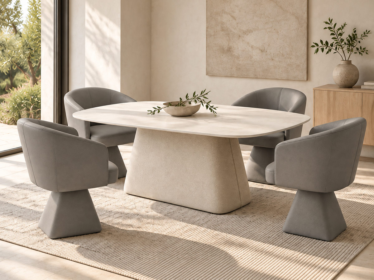 Lanott DT102 dining table with DC103 grey dining chairs