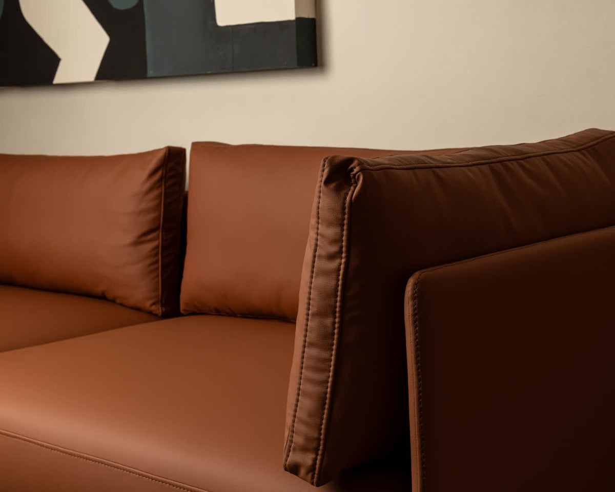 Tan leather sofa in a lounge