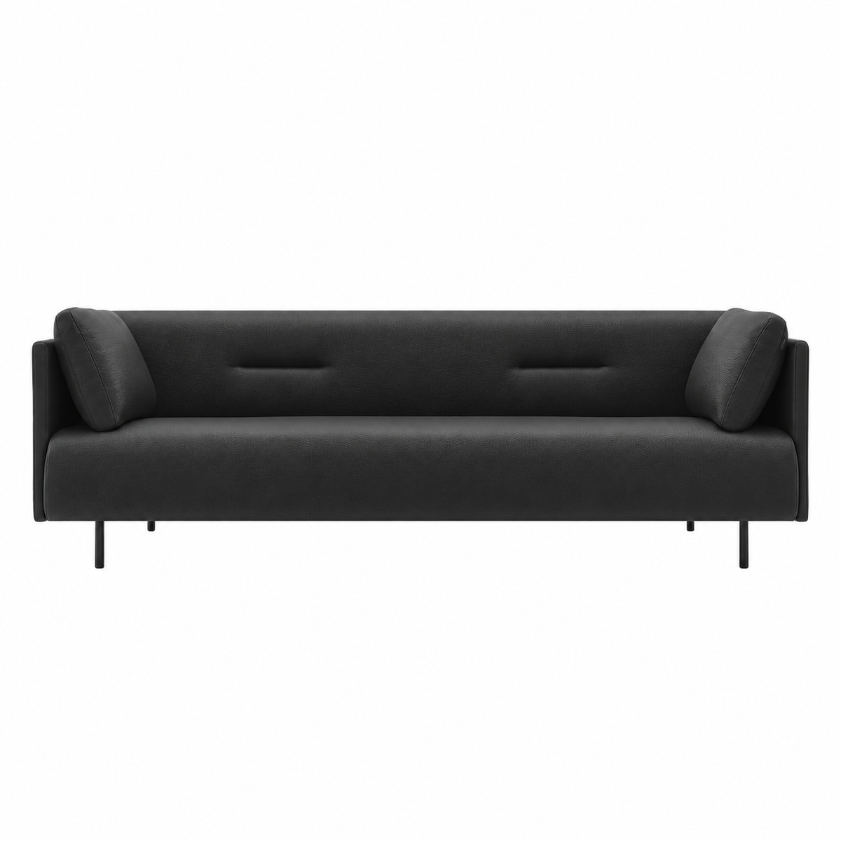 Sofa - S120 in Black Leather — front view