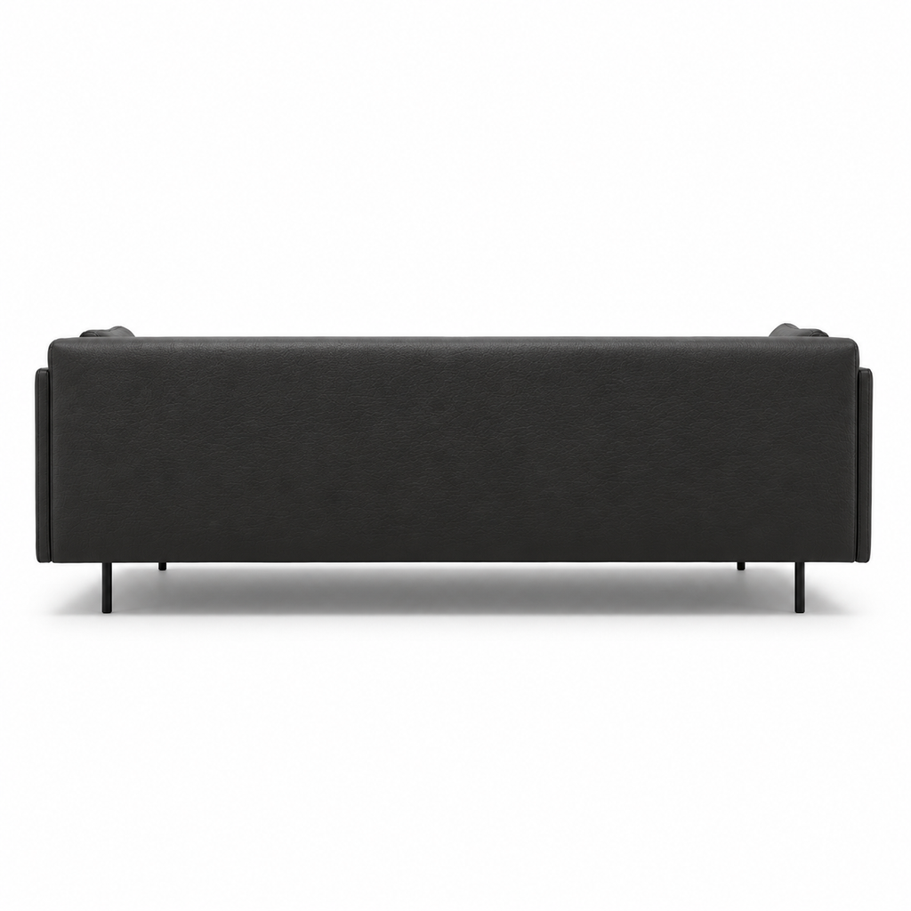 Sofa - S120 in Black Leather — rear view