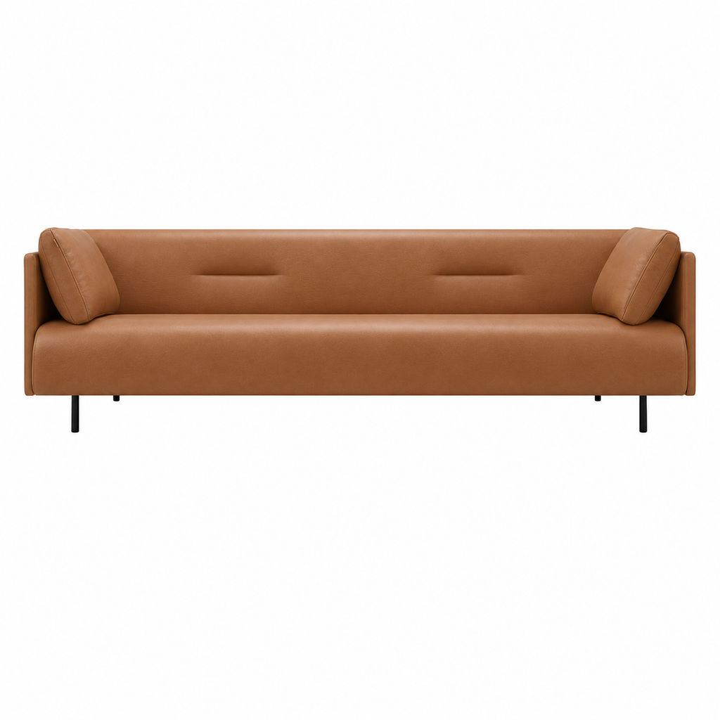 Sofa - S120 in Cognac Leather — front view