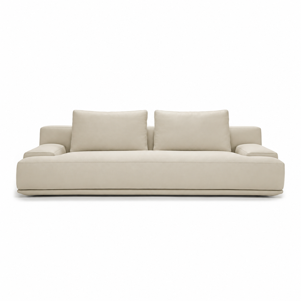 Sofa - S123 in Beige Leather — front view