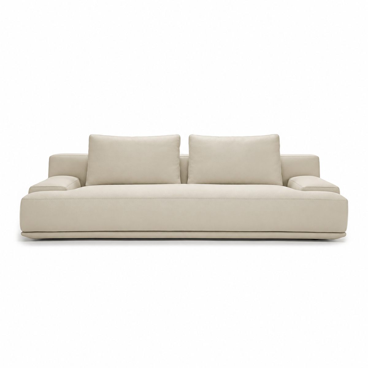 Sofa - S123 in Beige Leather — front view